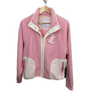 Juicy Couture Pink Varsity Jacket Sherpa Size Medium Letterman Preppy Y2K